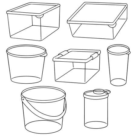 vector set of plastic containerのイラスト素材