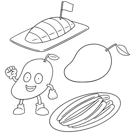 vector set of mangoのイラスト素材