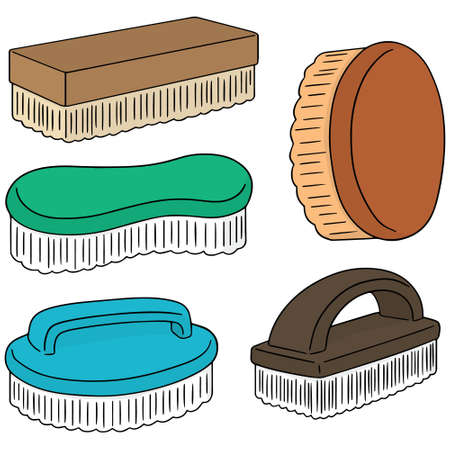 vector set of cleaning brushのイラスト素材