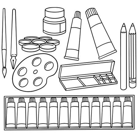 vector set of painting accessoriesのイラスト素材