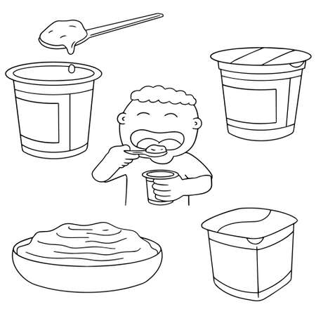 vector set of yogurtのイラスト素材