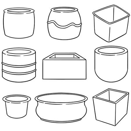 vector set of potsのイラスト素材