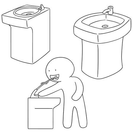 vector set of drinking water fountainのイラスト素材