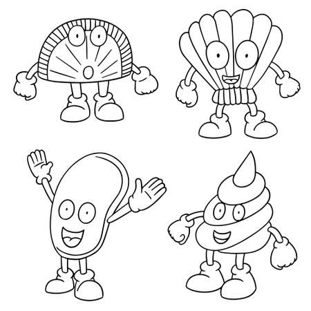 vector set of shell cartoonのイラスト素材