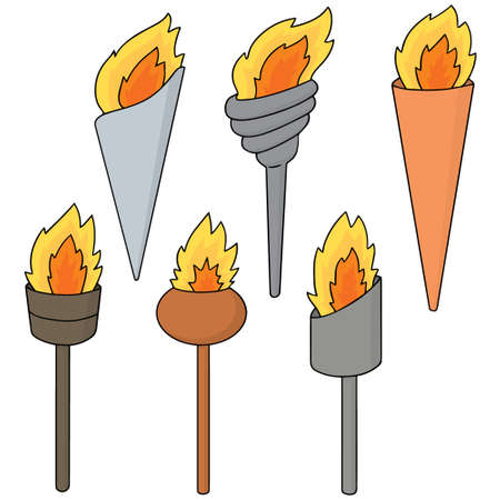 vector set of fire torchのイラスト素材