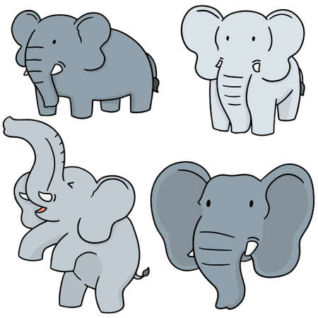 vector set of elephant