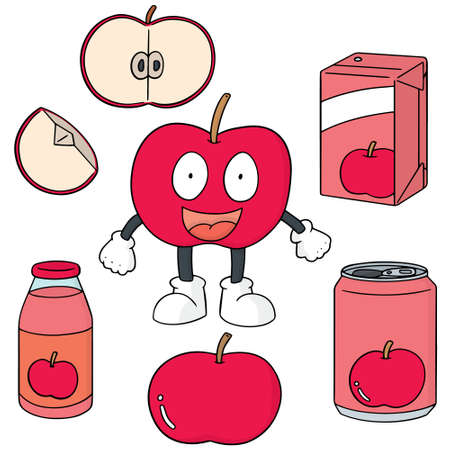 vector set of apple and apple productのイラスト素材