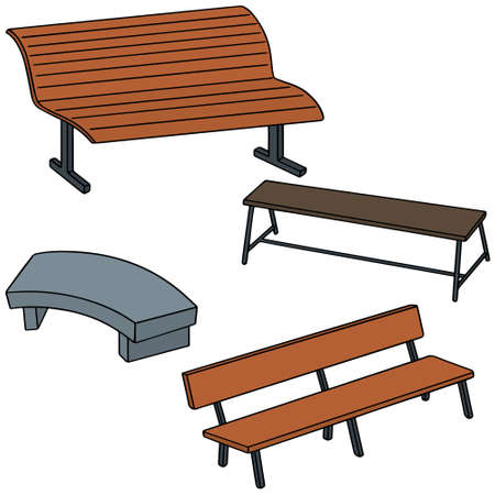 Illustration pour vector set of bench - image libre de droit