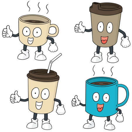 vector set of coffee cupのイラスト素材