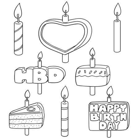 vector set of birthday candleのイラスト素材