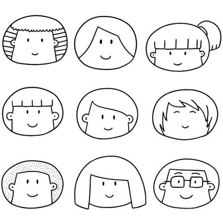 vector set of cartoon faceのイラスト素材