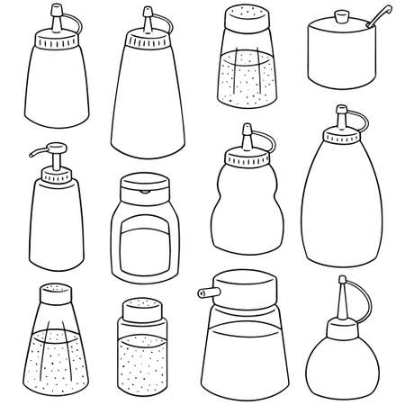 vector set of condiment bottleのイラスト素材