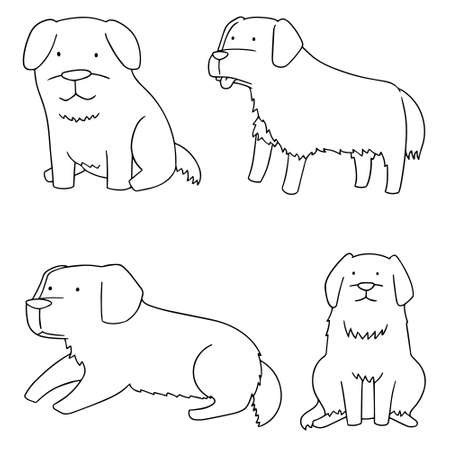 vector set of dog, golden retrieverのイラスト素材