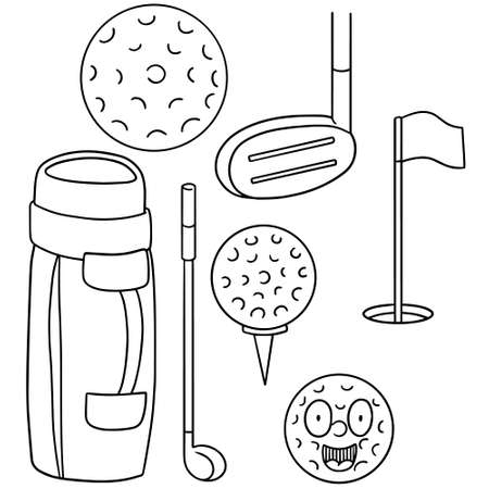 vector set of golf equipmentのイラスト素材