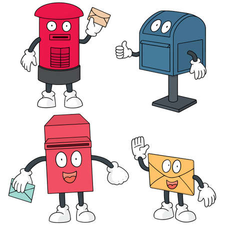 vector set of postbox cartoonのイラスト素材