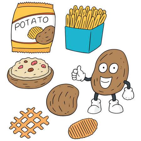 vector set of potato productsのイラスト素材