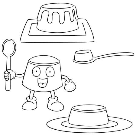 vector set of puddingのイラスト素材