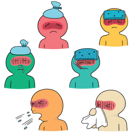 vector set of sick peopleのイラスト素材