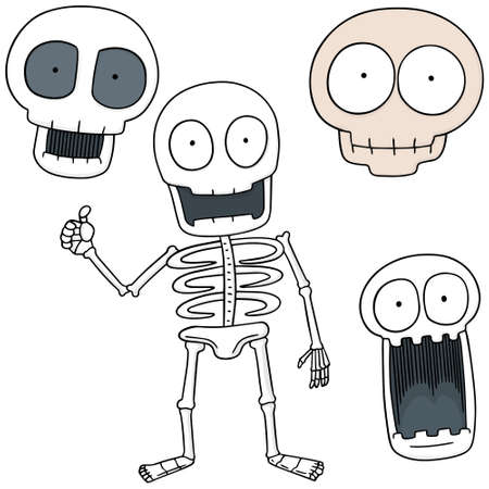 vector set of skull cartoonのイラスト素材