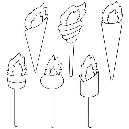 vector set of fire torchのイラスト素材
