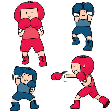 vector set of boxerのイラスト素材