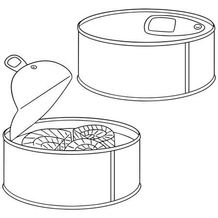 vector set of canned fishのイラスト素材