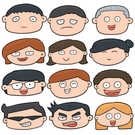 vector set of cartoon faceのイラスト素材