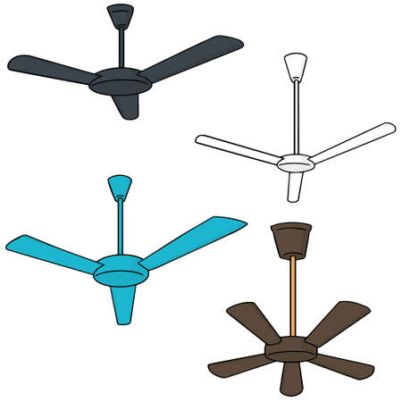 vector set of ceiling fanのイラスト素材