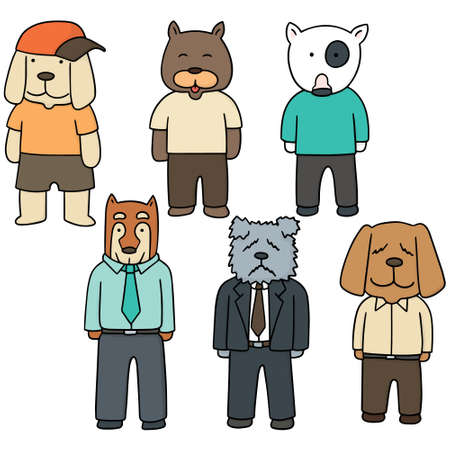 vector set of dog wearing clothesのイラスト素材