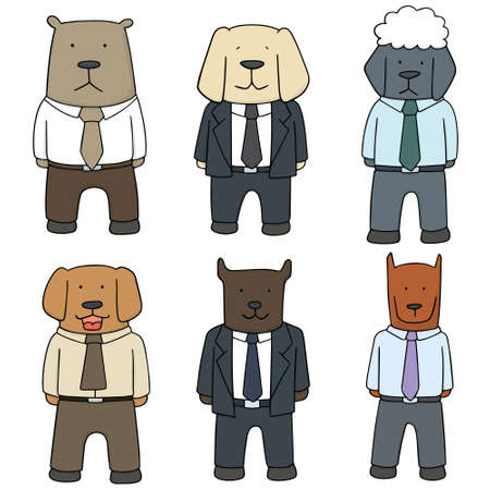 vector set of dog wearing clothesのイラスト素材