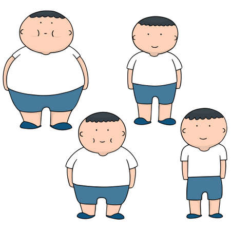 vector set of man from fat to slimのイラスト素材