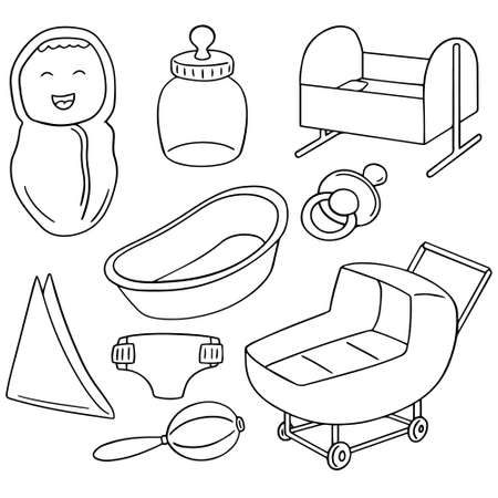 vector set of baby accessoriesのイラスト素材