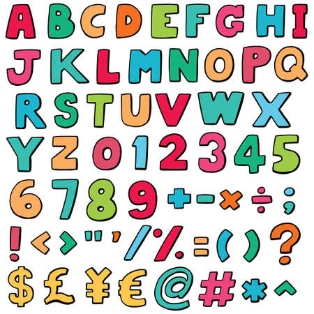 vector set of alphabet and numberのイラスト素材