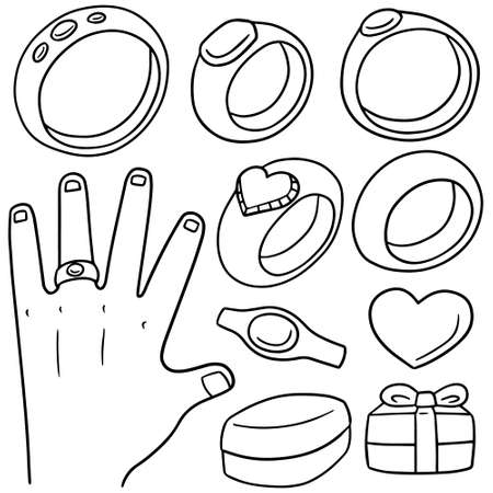 vector set of wedding ringのイラスト素材