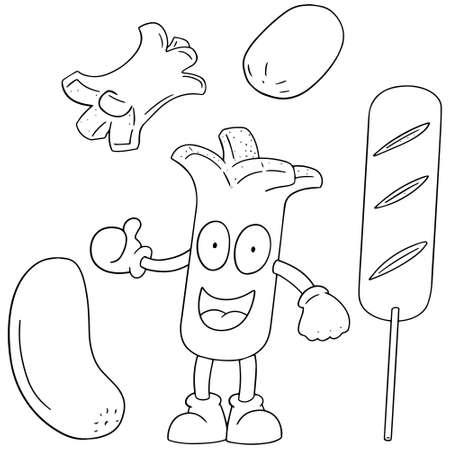 vector set of sausagesのイラスト素材