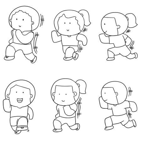 vector set of people runningのイラスト素材