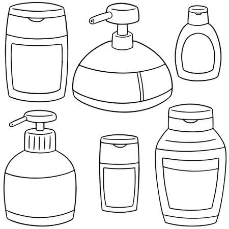 vector set of shampoo and liquid soap bottleのイラスト素材