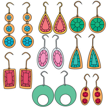 vector set of earringsのイラスト素材