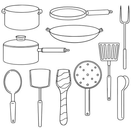 vector set of kitchen toolのイラスト素材
