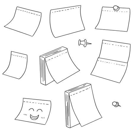 vector set of memo noteのイラスト素材