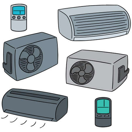 vector set of air conditionerのイラスト素材