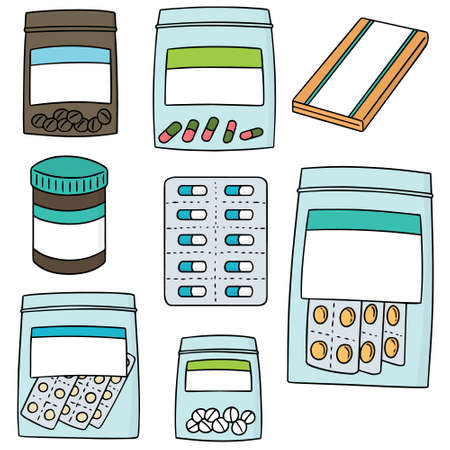 vector set of medicine packageのイラスト素材