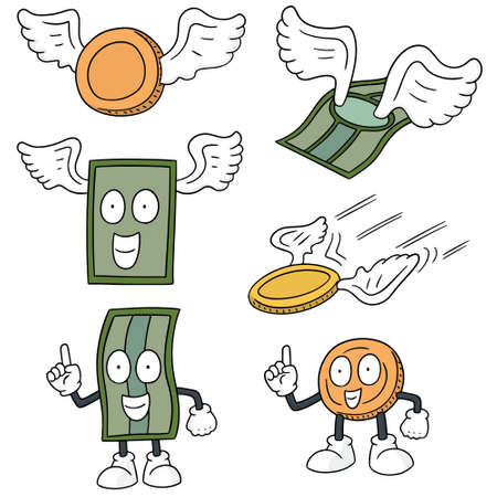 vector set of money cartoonのイラスト素材