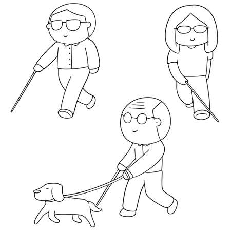 vector set of blind peopleのイラスト素材