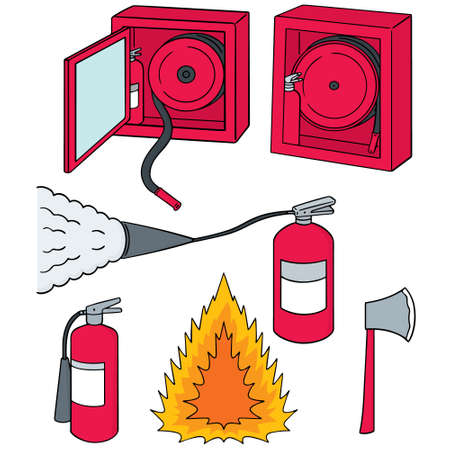 vector set of fire extinguisherのイラスト素材