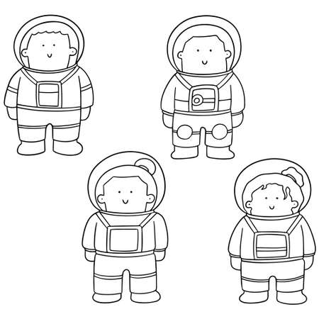 vector set of astronautのイラスト素材