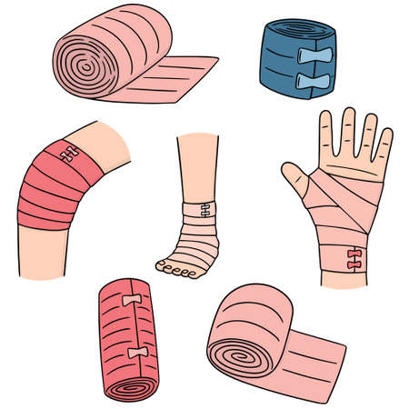 vector set of medical bandageのイラスト素材