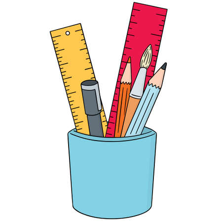 A vector set school supply on white background.のイラスト素材
