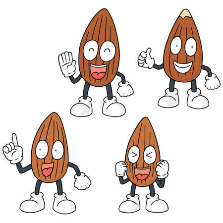 vector set of almond cartoonのイラスト素材