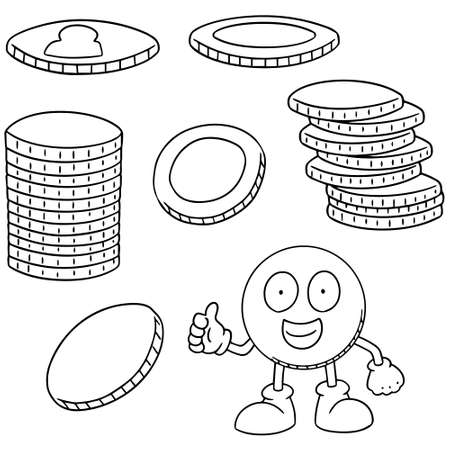 vector set of money cartoonのイラスト素材